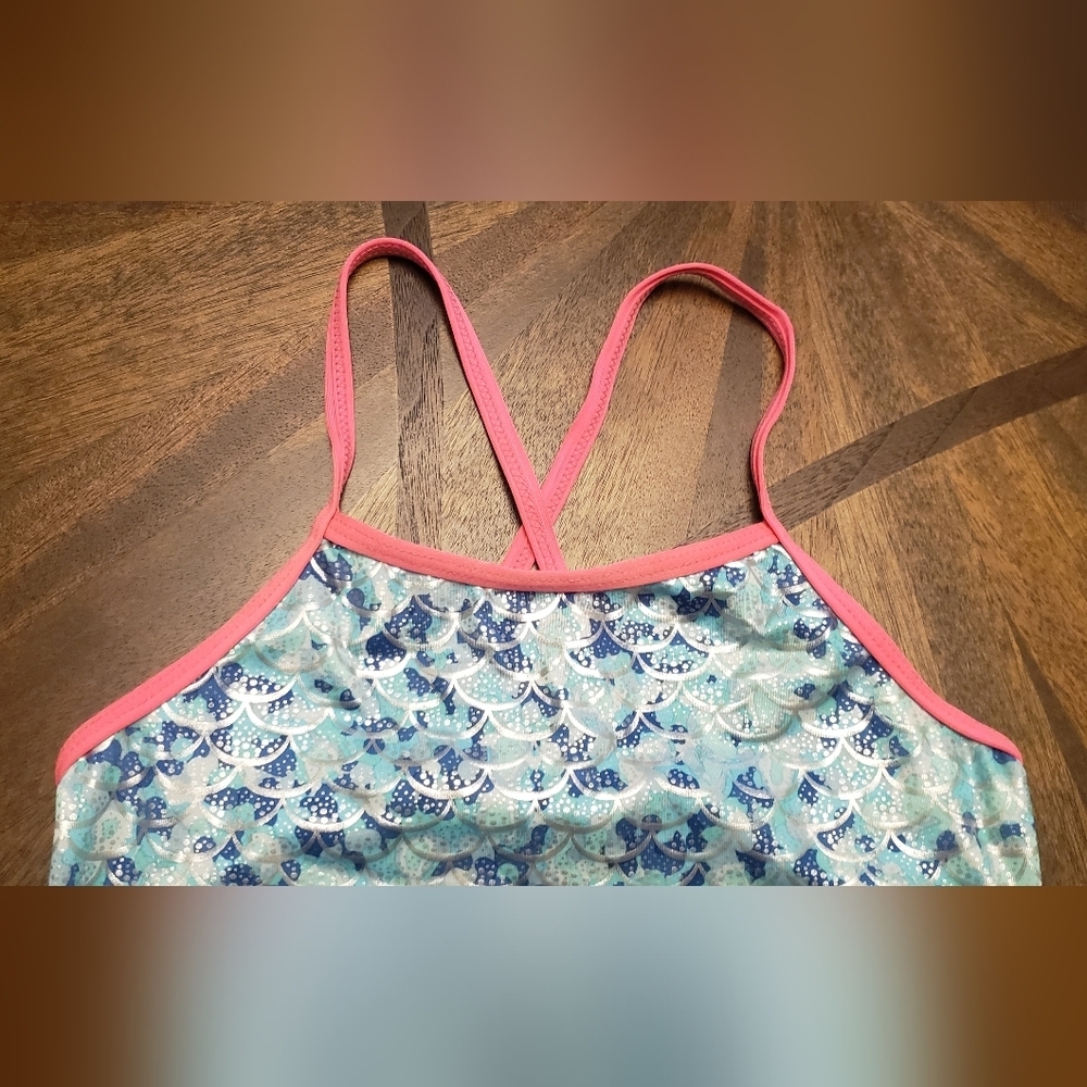 Limited Too Swimwear with Ruffle Trim - Blue and Pink Size 6x - Picture 2 of 13